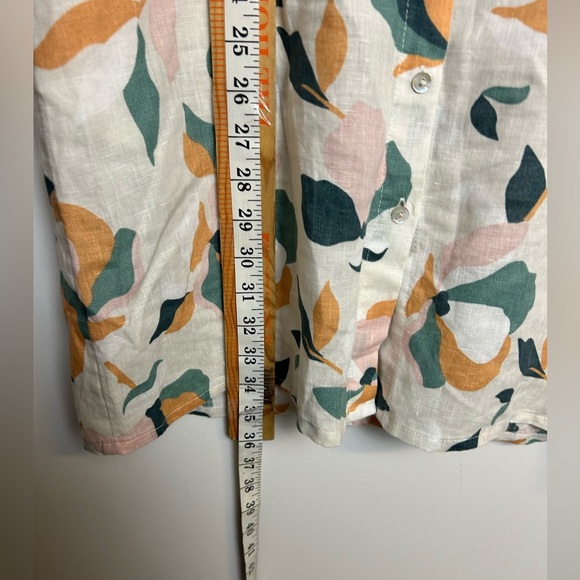 Rachel Zoe Lemons Novelty Print 100% Linen size S Button Down Natural Breathable - Picture 6 of 11